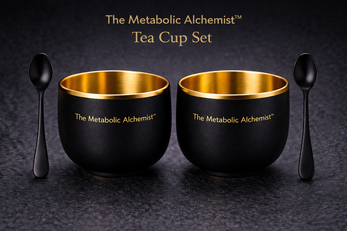 Metabolic Alchemist™ Premium Tea Cup Set — Obsidian Gold Core Edition