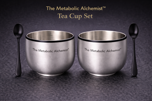 Metabolic Alchemist™ Premium Tea Cup Set — Full Silver Obsidian Trim Edition