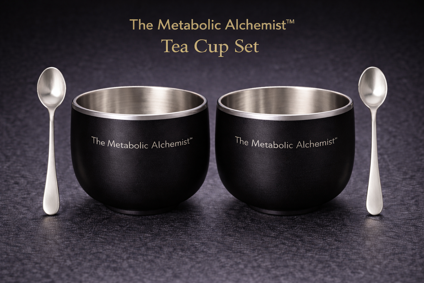 Metabolic Alchemist™ Premium Tea Cup Set — Silver Core Black Edition