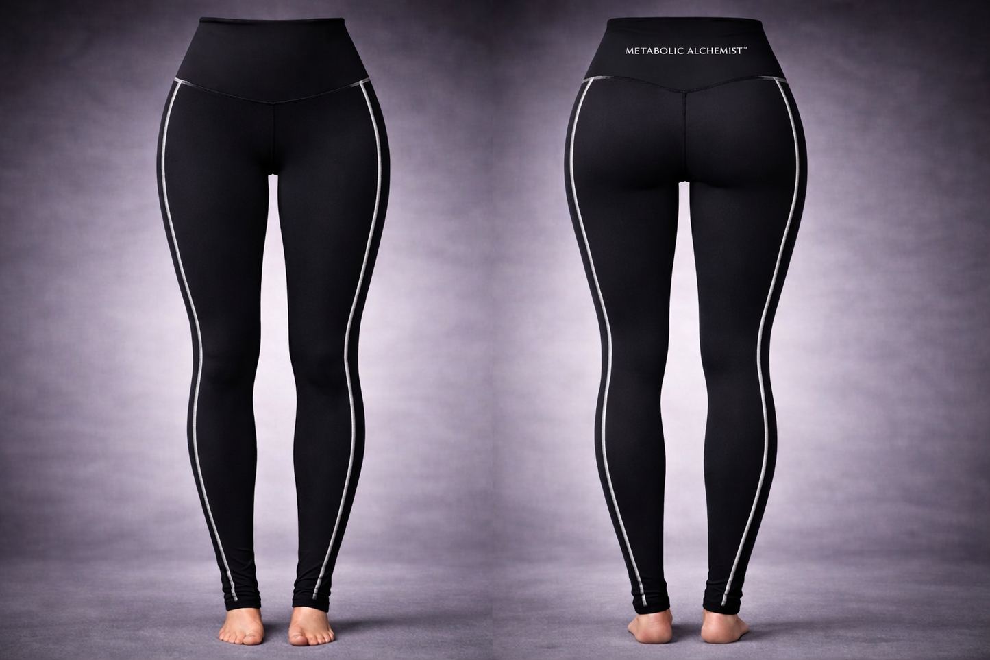 Metabolic Alchemist™ Premium SilkFlow Yoga Pants — Silver Line Edition
